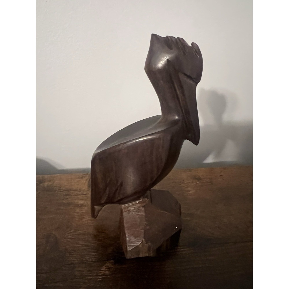 Vintage Hand Carved Ironwood Pelican 6.75" Mexican Palo Fierro Sculpture